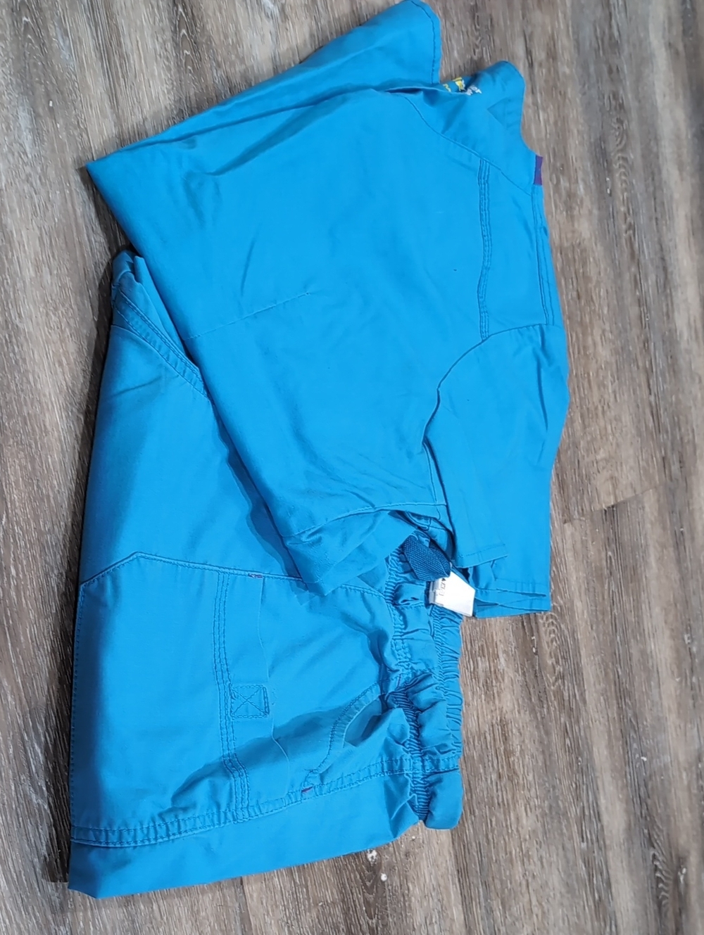 Bright Teal Blue Scrub Set - Top and Elastic Waist Pants